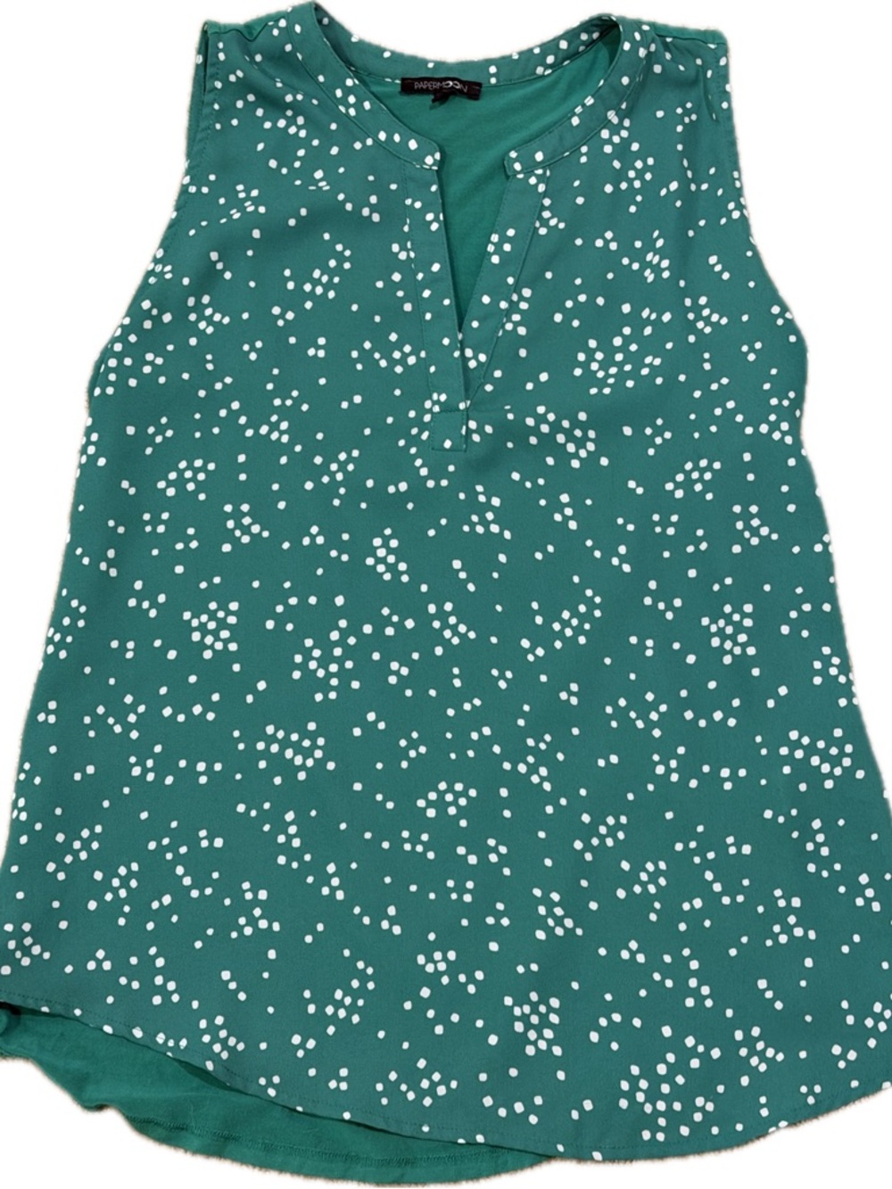 Like New: Papermoon Green and White Polka Dot Sleeveless Shirt | M